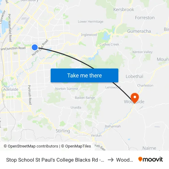 Stop School St Paul's College Blacks Rd - East side to Woodside map