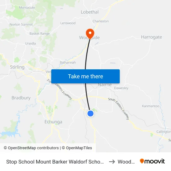 Stop School Mount Barker Waldorf School Sims Rd to Woodside map