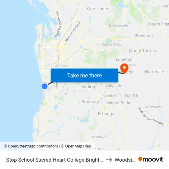Stop School Sacred Heart College Brighton Rd to Woodside map