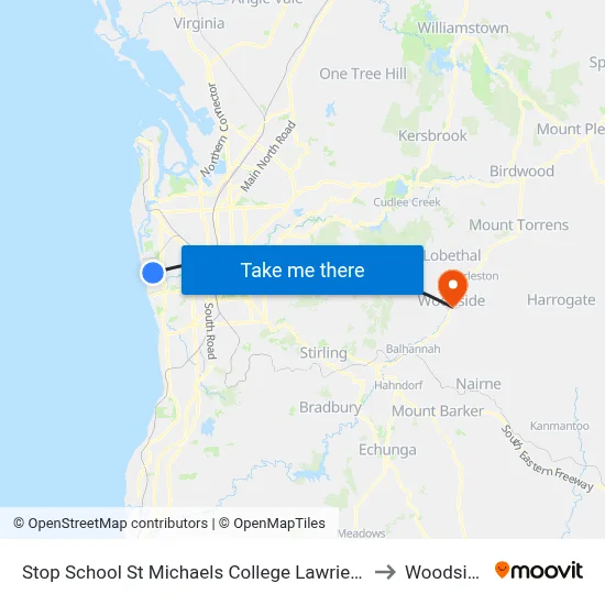 Stop School St Michaels College Lawrie St to Woodside map