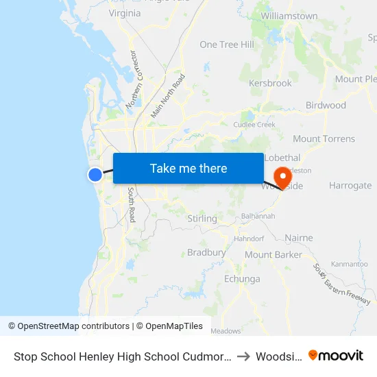 Stop School Henley High School Cudmore Tce to Woodside map