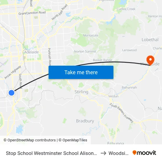 Stop School Westminster School Alison Av to Woodside map