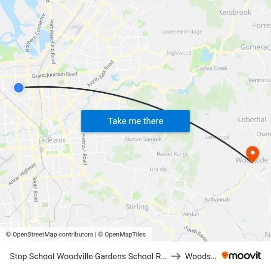 Stop School Woodville Gardens School Ridley Gr to Woodside map