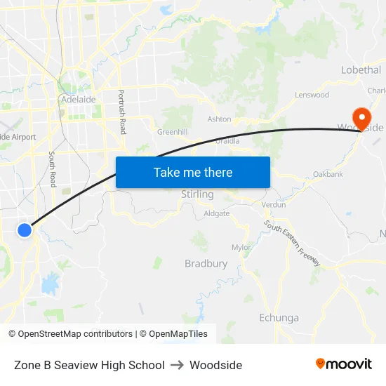 Zone B Seaview High School to Woodside map