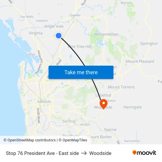 Stop 76 President Ave - East side to Woodside map