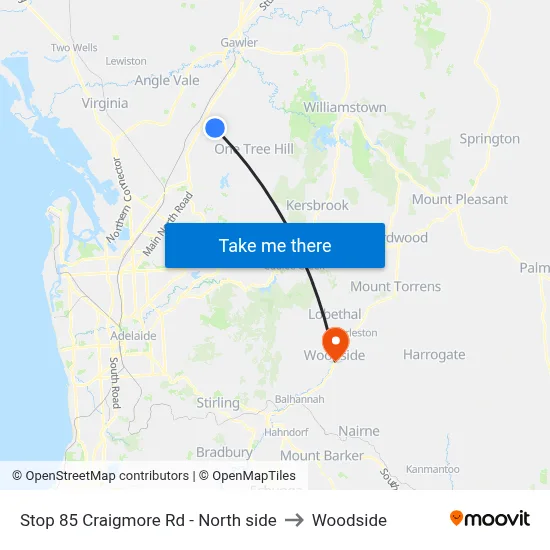 Stop 85 Craigmore Rd - North side to Woodside map