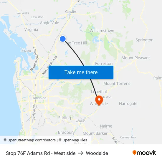 Stop 76F Adams Rd - West side to Woodside map