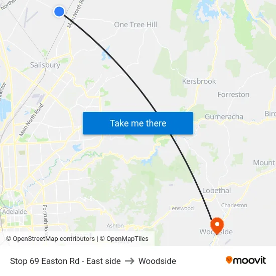 Stop 69 Easton Rd - East side to Woodside map