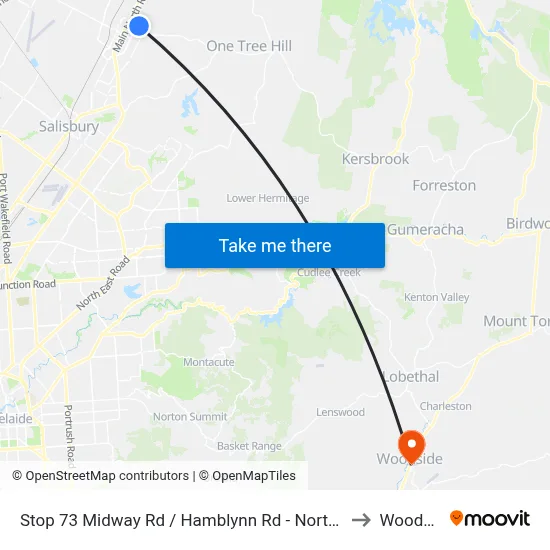 Stop 73 Midway Rd / Hamblynn Rd - North East side to Woodside map