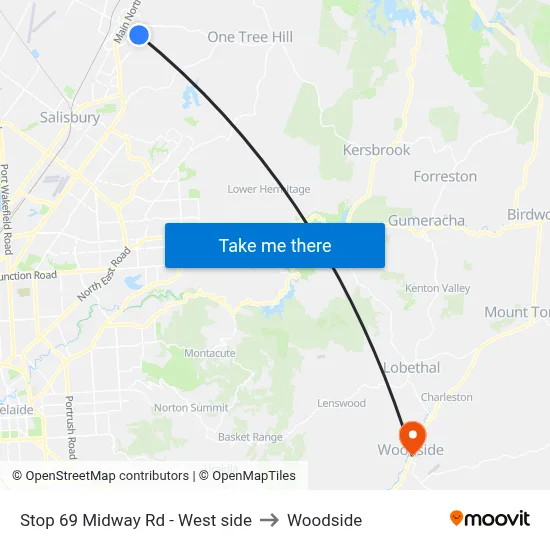 Stop 69 Midway Rd - West side to Woodside map