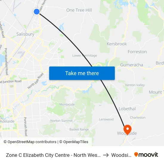 Zone C Elizabeth City Centre - North West side to Woodside map
