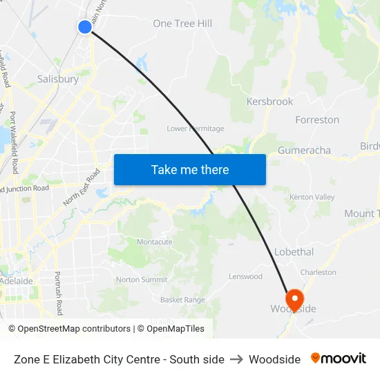 Zone E Elizabeth City Centre - South side to Woodside map