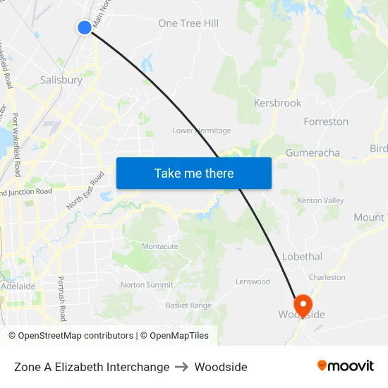 Zone A Elizabeth Interchange to Woodside map