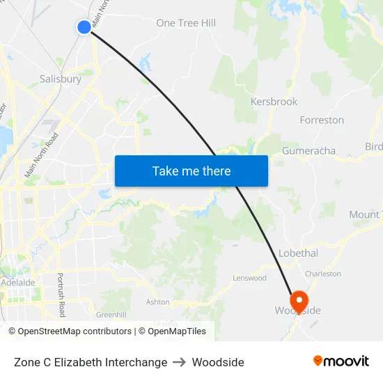Zone C Elizabeth Interchange to Woodside map