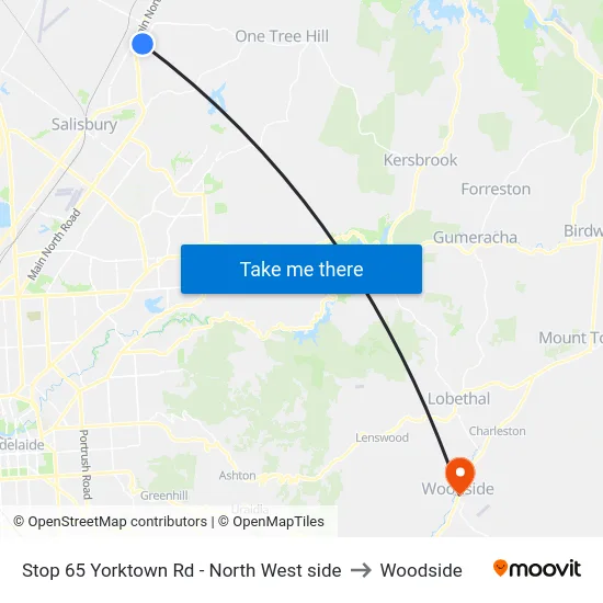 Stop 65 Yorktown Rd - North West side to Woodside map