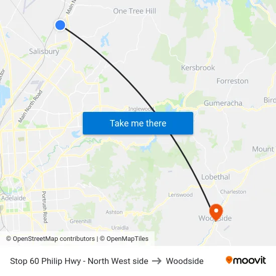 Stop 60 Philip Hwy - North West side to Woodside map
