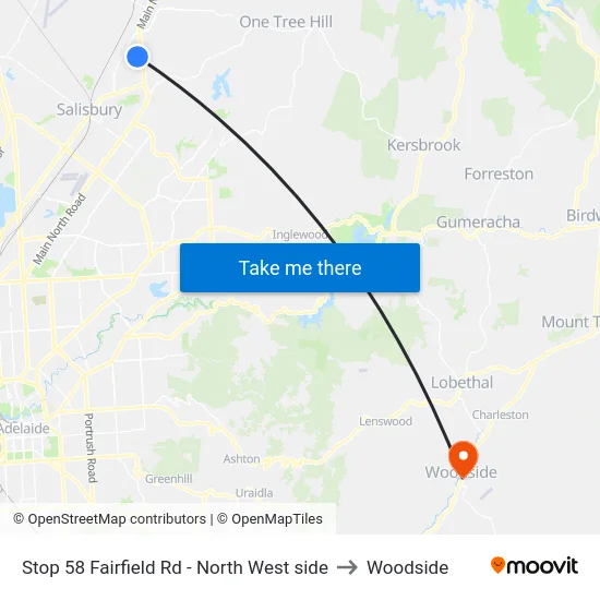 Stop 58 Fairfield Rd - North West side to Woodside map