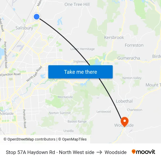 Stop 57A Haydown Rd - North West side to Woodside map