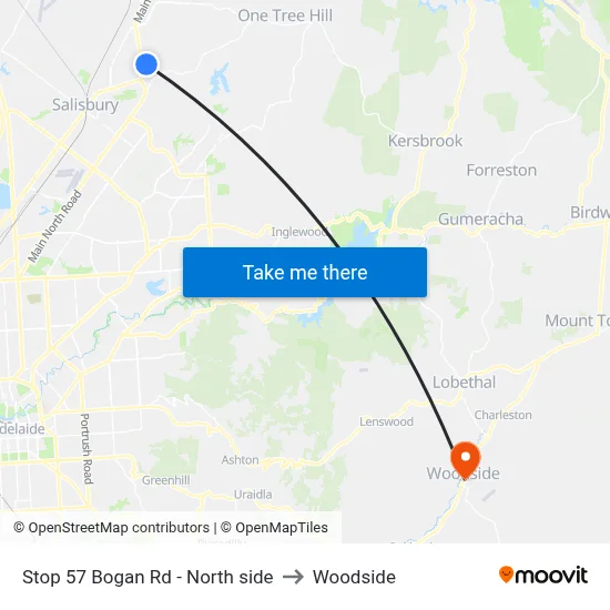 Stop 57 Bogan Rd - North side to Woodside map