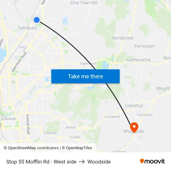 Stop 55 Mofflin Rd - West side to Woodside map