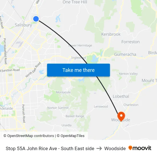 Stop 55A John Rice Ave - South East side to Woodside map