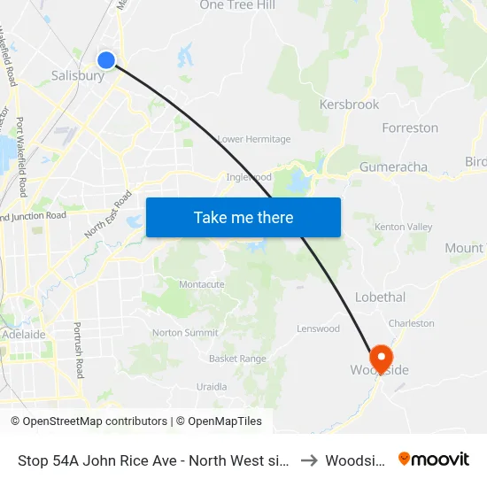 Stop 54A John Rice Ave - North West side to Woodside map