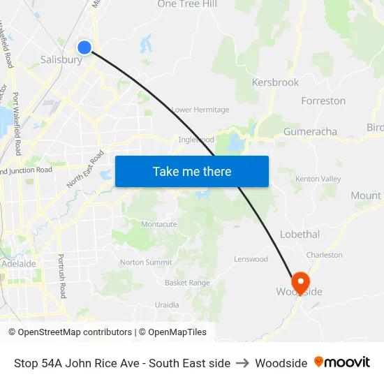 Stop 54A John Rice Ave - South East side to Woodside map