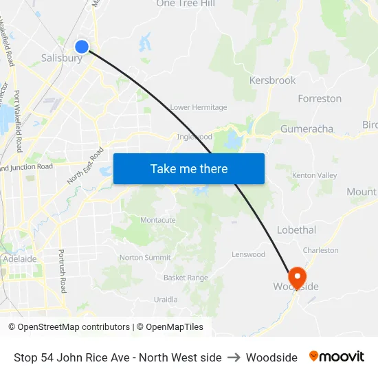 Stop 54 John Rice Ave - North West side to Woodside map