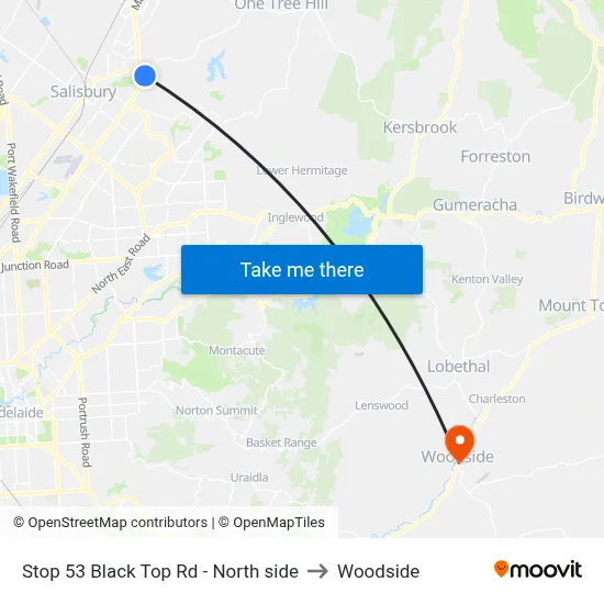 Stop 53 Black Top Rd - North side to Woodside map