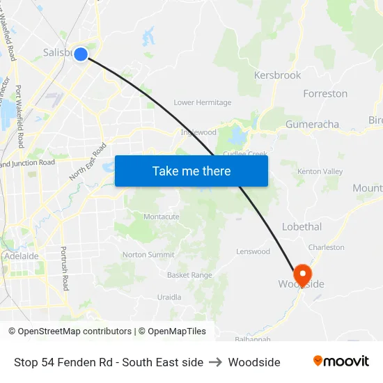 Stop 54 Fenden Rd - South East side to Woodside map