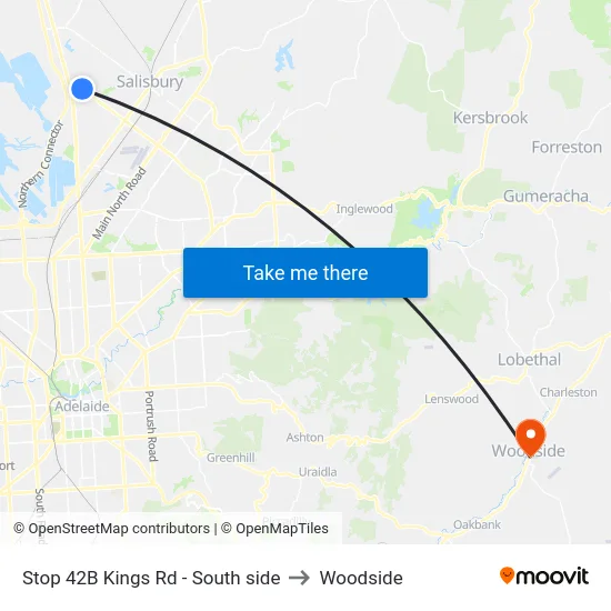 Stop 42B Kings Rd - South side to Woodside map