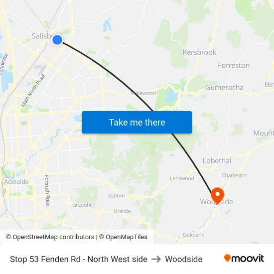 Stop 53 Fenden Rd - North West side to Woodside map