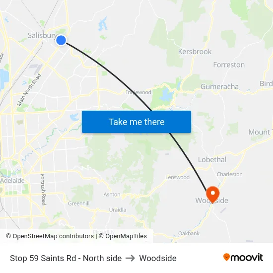 Stop 59 Saints Rd - North side to Woodside map