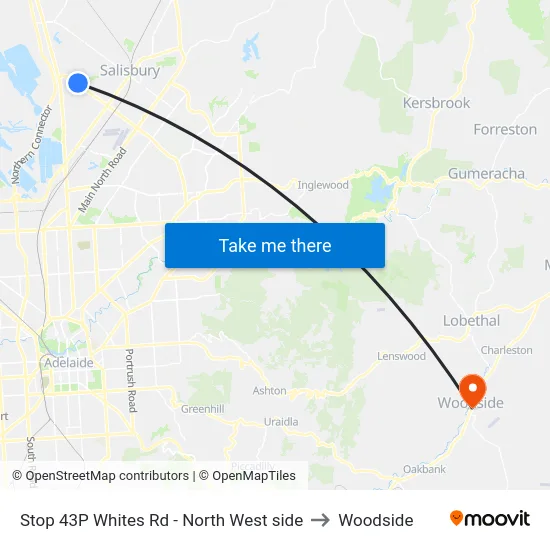 Stop 43P Whites Rd - North West side to Woodside map
