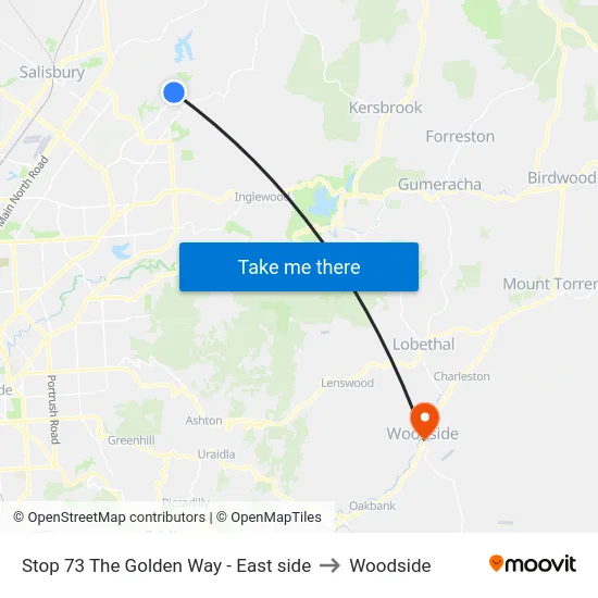 Stop 73 The Golden Way - East side to Woodside map