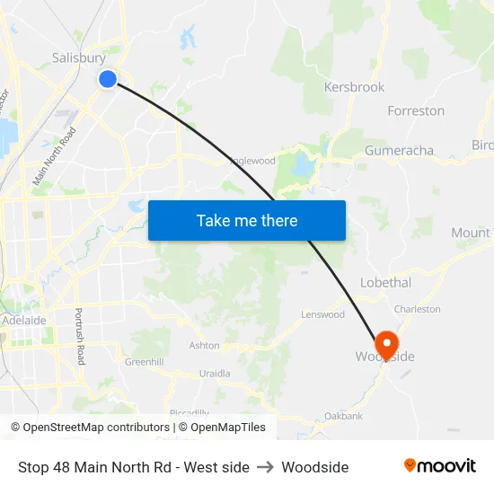 Stop 48 Main North Rd - West side to Woodside map