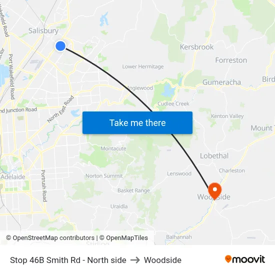 Stop 46B Smith Rd - North side to Woodside map