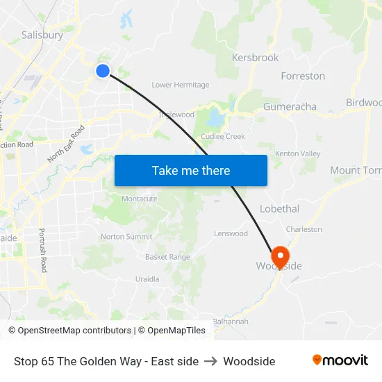Stop 65 The Golden Way - East side to Woodside map