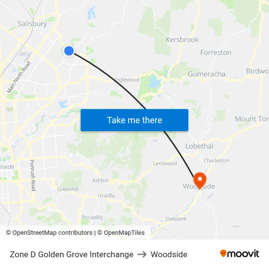 Zone D Golden Grove Interchange to Woodside map