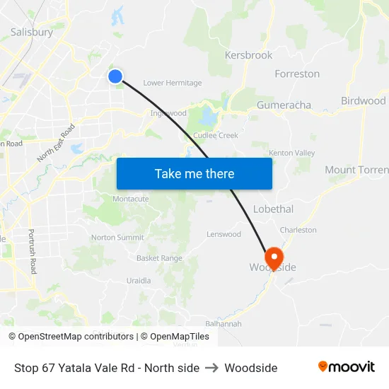 Stop 67 Yatala Vale Rd - North side to Woodside map
