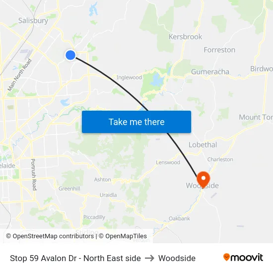 Stop 59 Avalon Dr - North East side to Woodside map