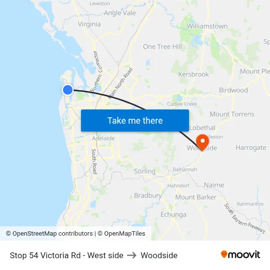 Stop 54 Victoria Rd - West side to Woodside map