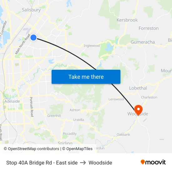 Stop 40A Bridge Rd - East side to Woodside map