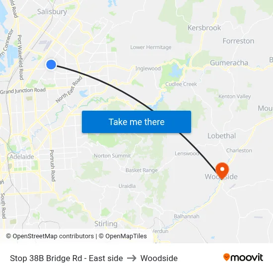 Stop 38B Bridge Rd - East side to Woodside map