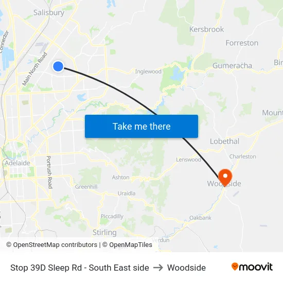 Stop 39D Sleep Rd - South East side to Woodside map