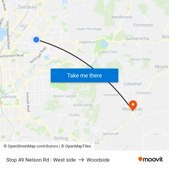 Stop 49 Nelson Rd - West side to Woodside map