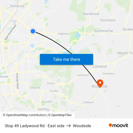 Stop 49 Ladywood Rd - East side to Woodside map