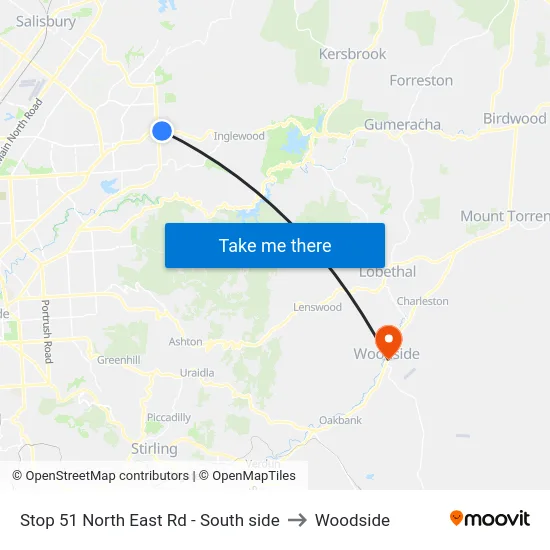 Stop 51 North East Rd - South side to Woodside map