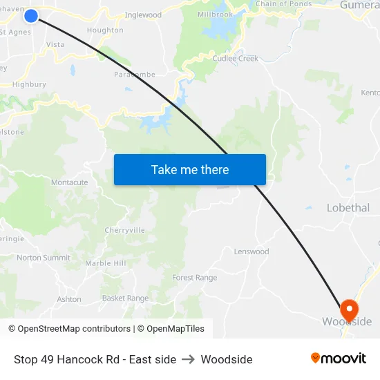 Stop 49 Hancock Rd - East side to Woodside map