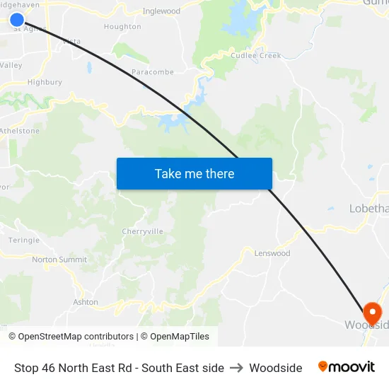 Stop 46 North East Rd - South East side to Woodside map